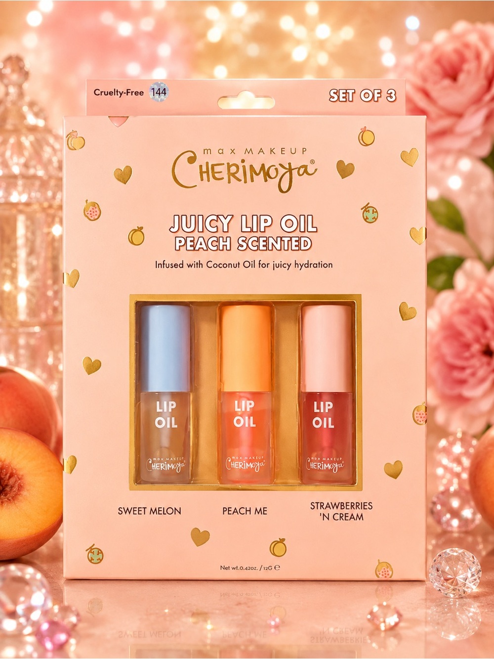 Cherimoya Juicy Lip Oil Trio — Peach Scented